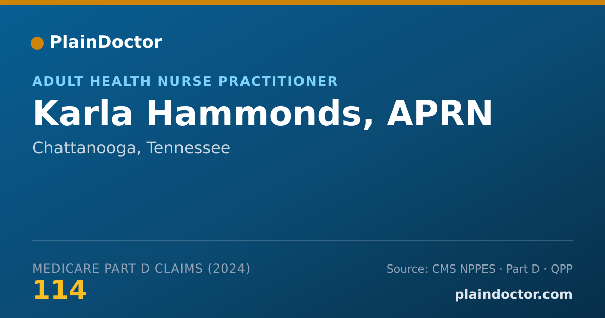 Shareable card for Karla Hammonds, APRN - Adult Health Nurse Practitioner, Chattanooga, TN