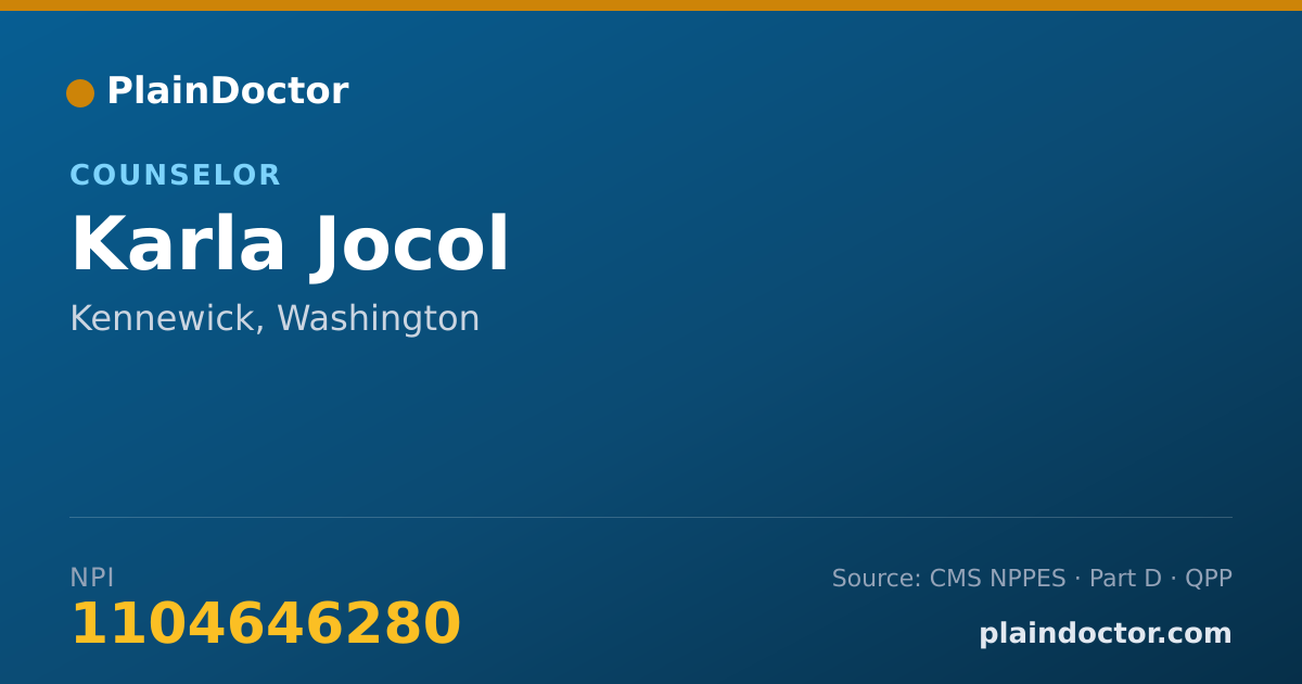 Shareable card for Karla Jocol - Counselor, Kennewick, WA