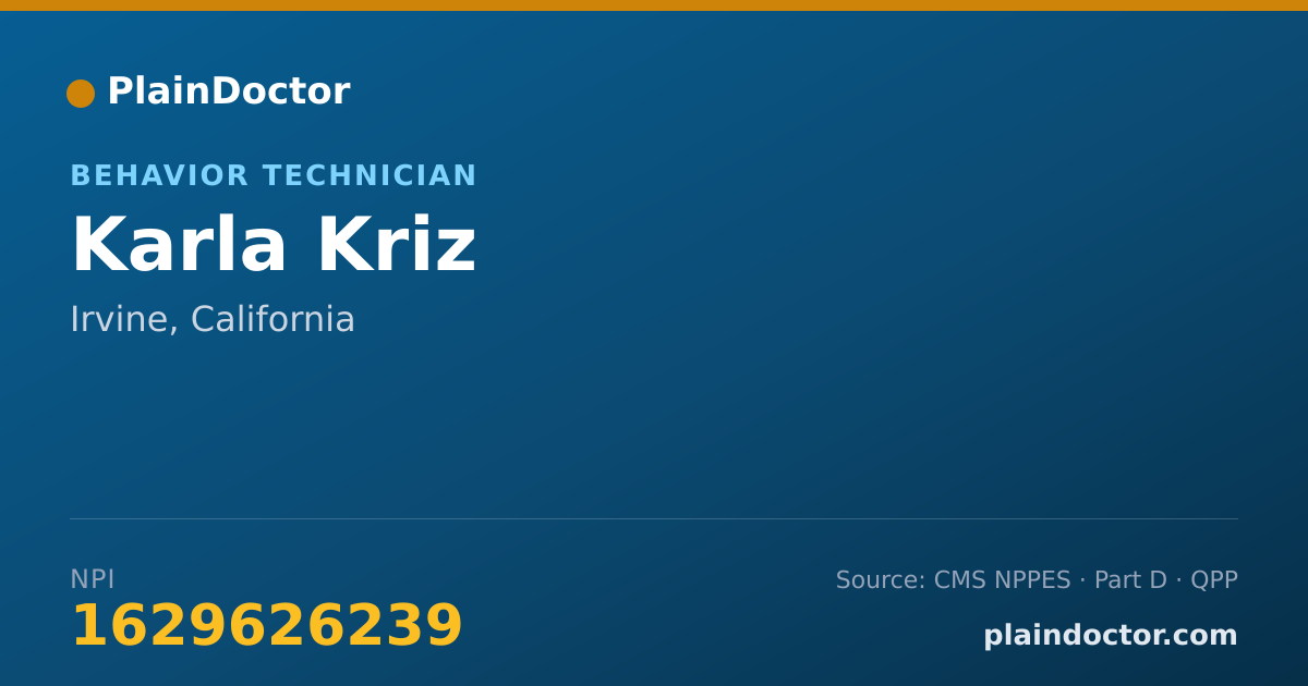 Shareable card for Karla Kriz - Behavior Technician, Irvine, CA