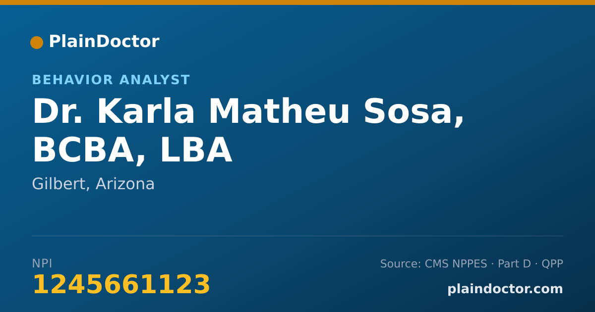 Shareable card for Karla Matheu Sosa, BCBA, LBA - Behavior Analyst, Gilbert, AZ