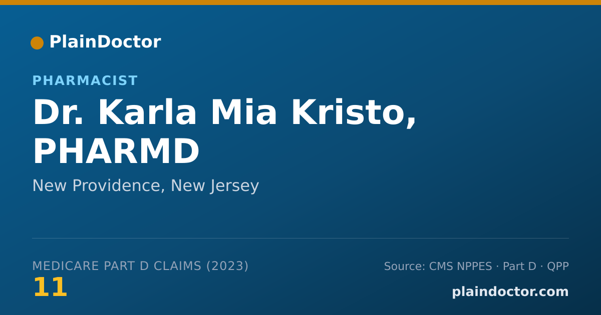 Shareable card for Karla Mia Kristo, PHARMD - Pharmacist, New Providence, NJ