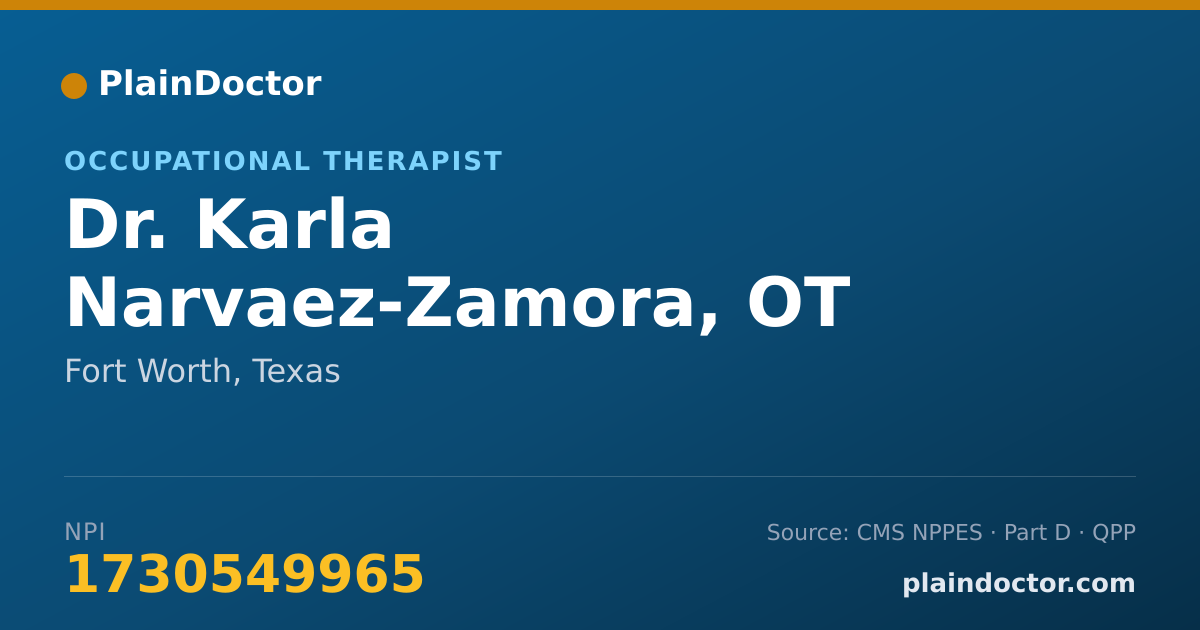Shareable card for Karla Narvaez-Zamora, OT - Occupational Therapist, Fort Worth, TX