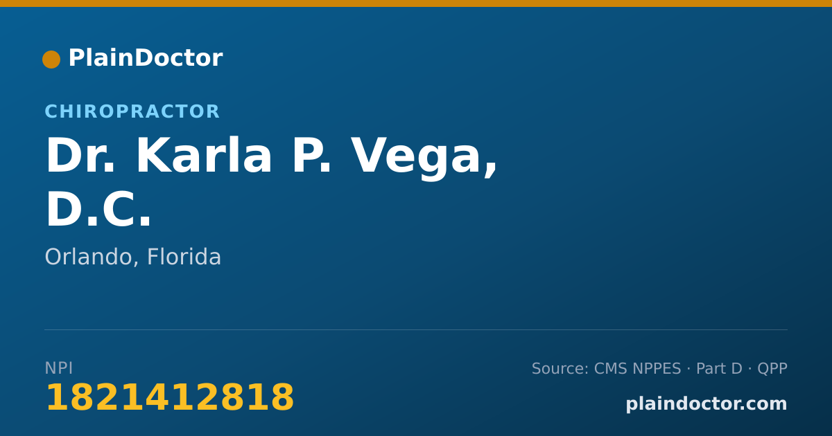 Shareable card for Karla P. Vega, D.C. - Chiropractor, Orlando, FL