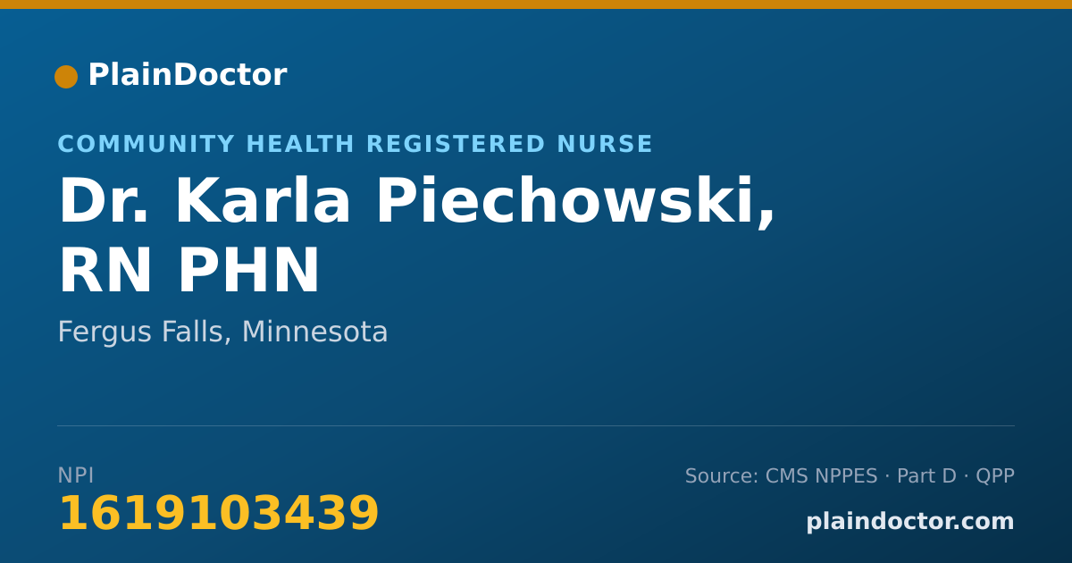 Shareable card for Karla Piechowski, RN PHN - Community Health Registered Nurse, Fergus Falls, MN