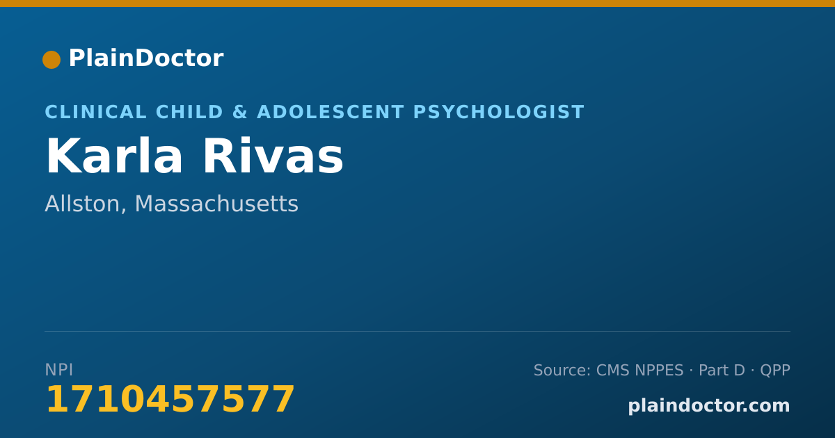 Shareable card for Karla Rivas - Clinical Child & Adolescent Psychologist, Allston, MA