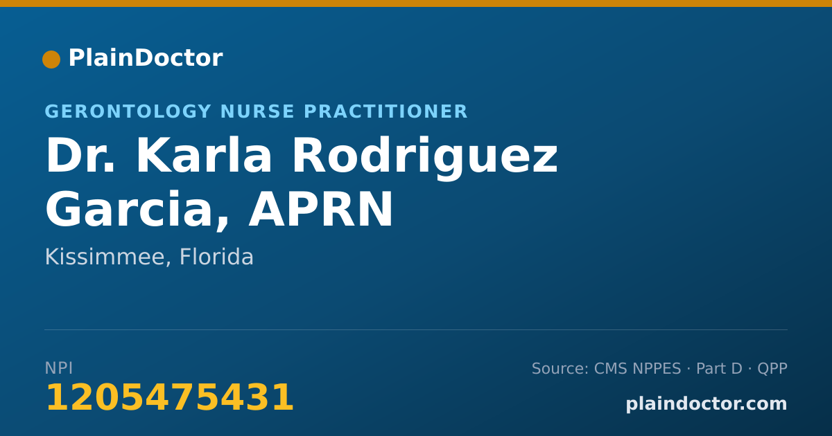 Shareable card for Karla Rodriguez Garcia, APRN - Gerontology Nurse Practitioner, Kissimmee, FL