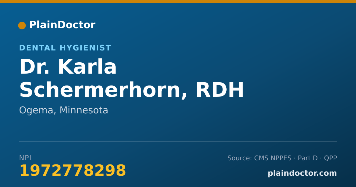 Shareable card for Karla Schermerhorn, RDH - Dental Hygienist, Ogema, MN