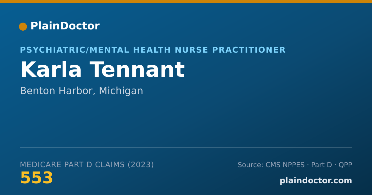 Shareable card for Karla Tennant - Psychiatric/Mental Health Nurse Practitioner, Benton Harbor, MI