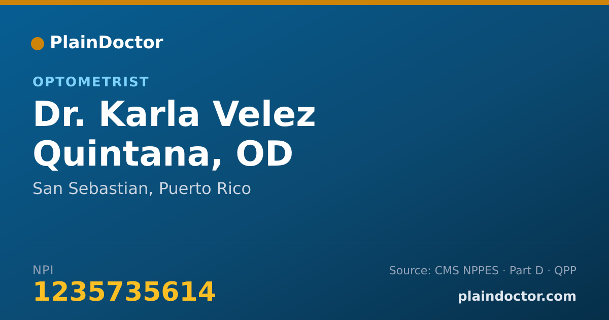 Shareable card for Karla Velez Quintana, OD - Optometrist, San Sebastian, PR