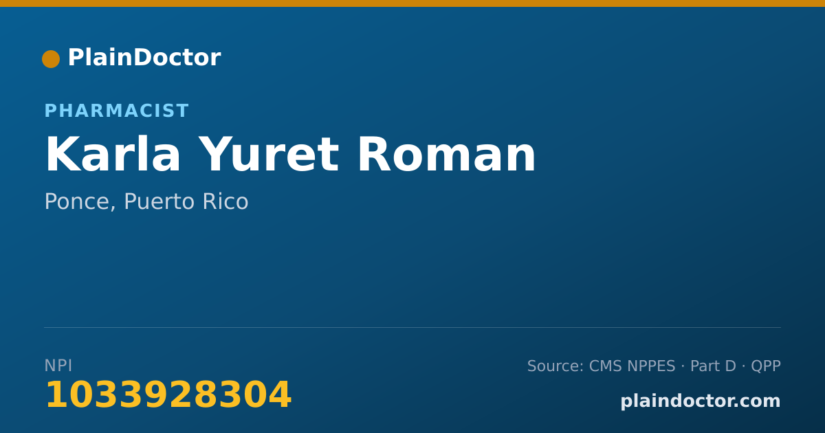 Shareable card for Karla Yuret Roman - Pharmacist, Ponce, PR