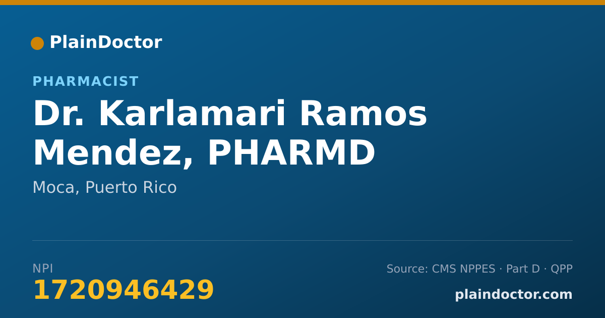 Shareable card for Karlamari Ramos Mendez, PHARMD - Pharmacist, Moca, PR