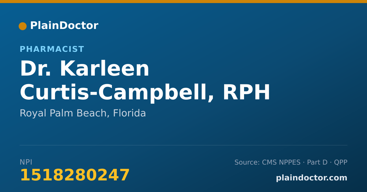 Shareable card for Karleen Curtis-Campbell, RPH - Pharmacist, Royal Palm Beach, FL