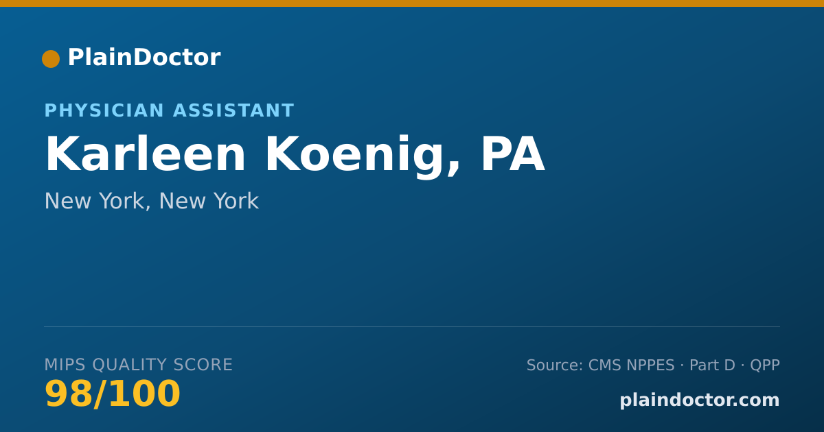 Shareable card for Karleen Koenig, PA - Physician Assistant, New York, NY