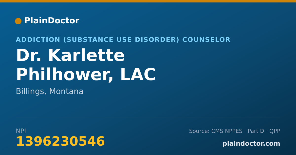 Shareable card for Karlette Philhower, LAC - Addiction (Substance Use Disorder) Counselor, Billings, MT