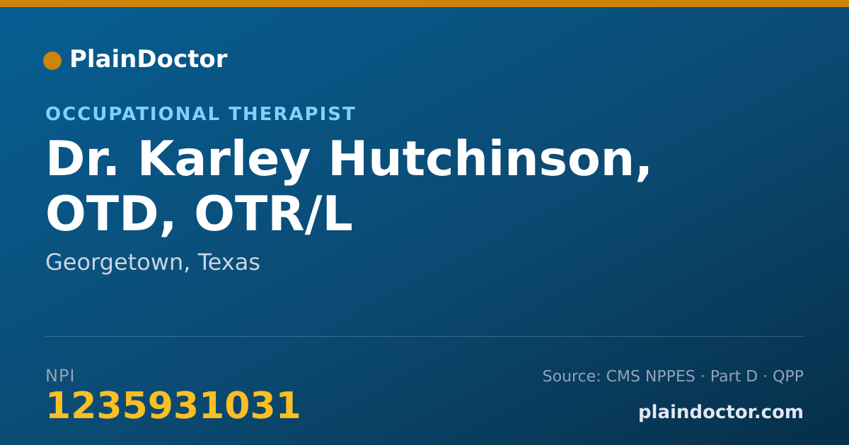 Shareable card for Karley Hutchinson, OTD, OTR/L - Occupational Therapist, Georgetown, TX
