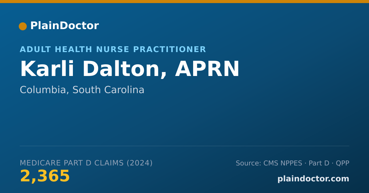 Shareable card for Karli Dalton, APRN - Adult Health Nurse Practitioner, Columbia, SC