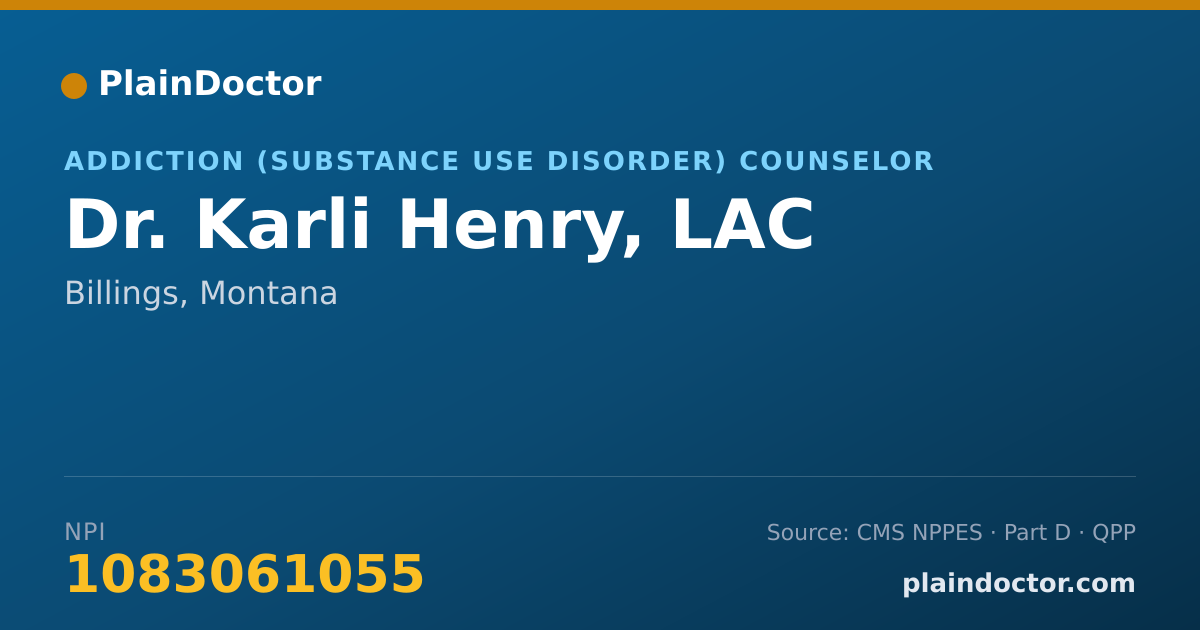 Shareable card for Karli Henry, LAC - Addiction (Substance Use Disorder) Counselor, Billings, MT