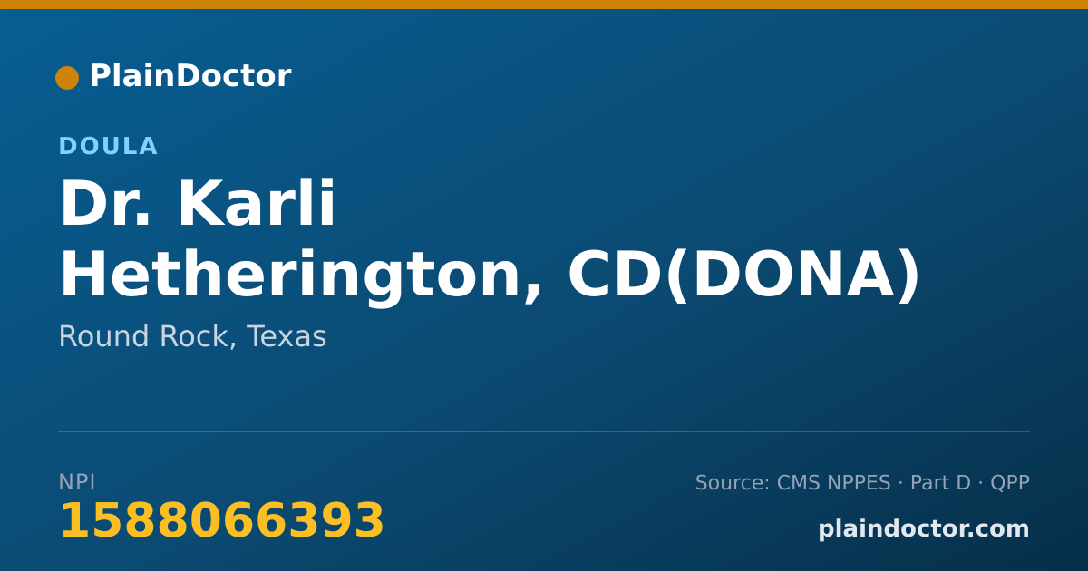 Shareable card for Karli Hetherington, CD(DONA) - Doula, Round Rock, TX