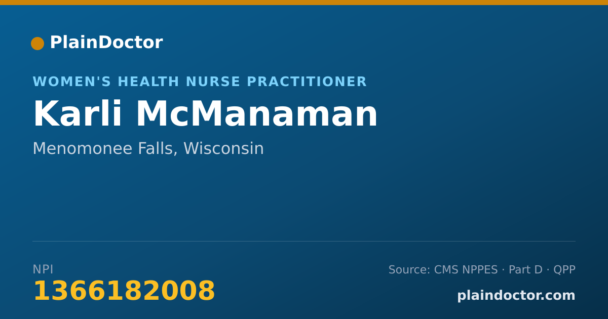 Shareable card for Karli McManaman - Women's Health Nurse Practitioner, Menomonee Falls, WI