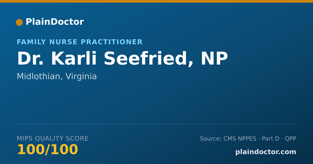 Shareable card for Karli Seefried, NP - Family Nurse Practitioner, Midlothian, VA