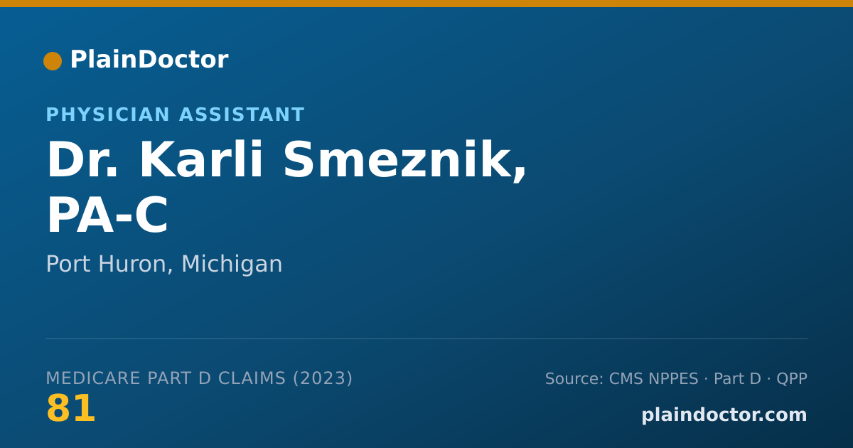 Shareable card for Karli Smeznik, PA-C - Physician Assistant, Port Huron, MI