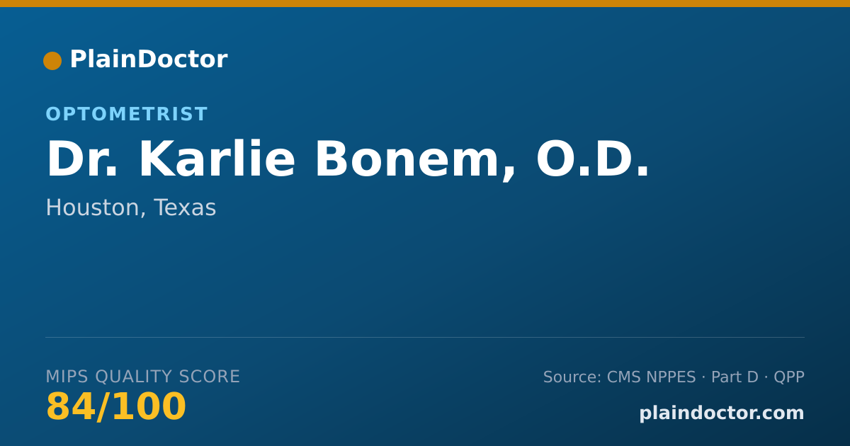 Shareable card for Karlie Bonem, O.D. - Optometrist, Houston, TX