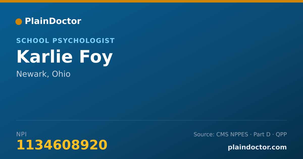 Shareable card for Karlie Foy - School Psychologist, Newark, OH