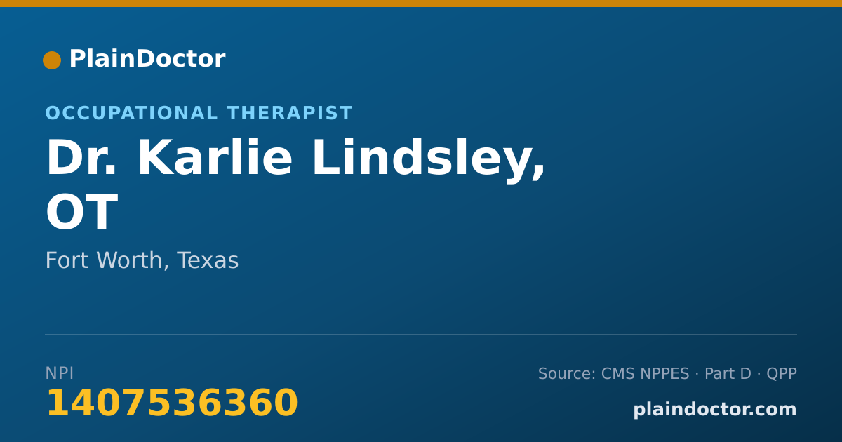 Shareable card for Karlie Lindsley, OT - Occupational Therapist, Fort Worth, TX