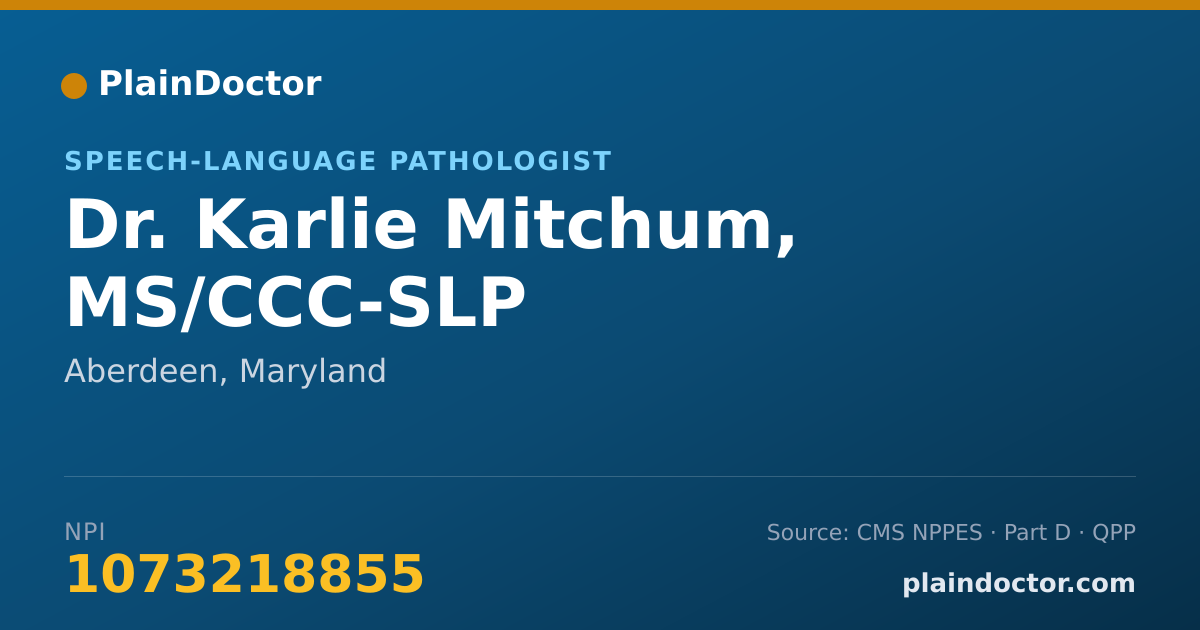 Shareable card for Karlie Mitchum, MS/CCC-SLP - Speech-Language Pathologist, Aberdeen, MD