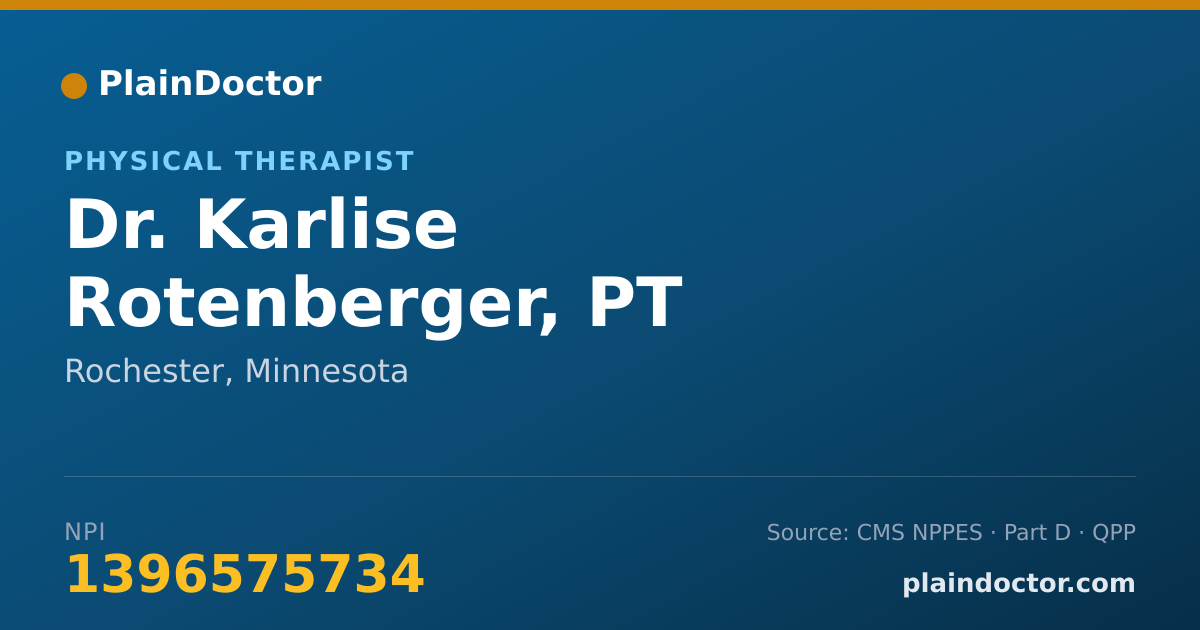 Shareable card for Karlise Rotenberger, PT - Physical Therapist, Rochester, MN