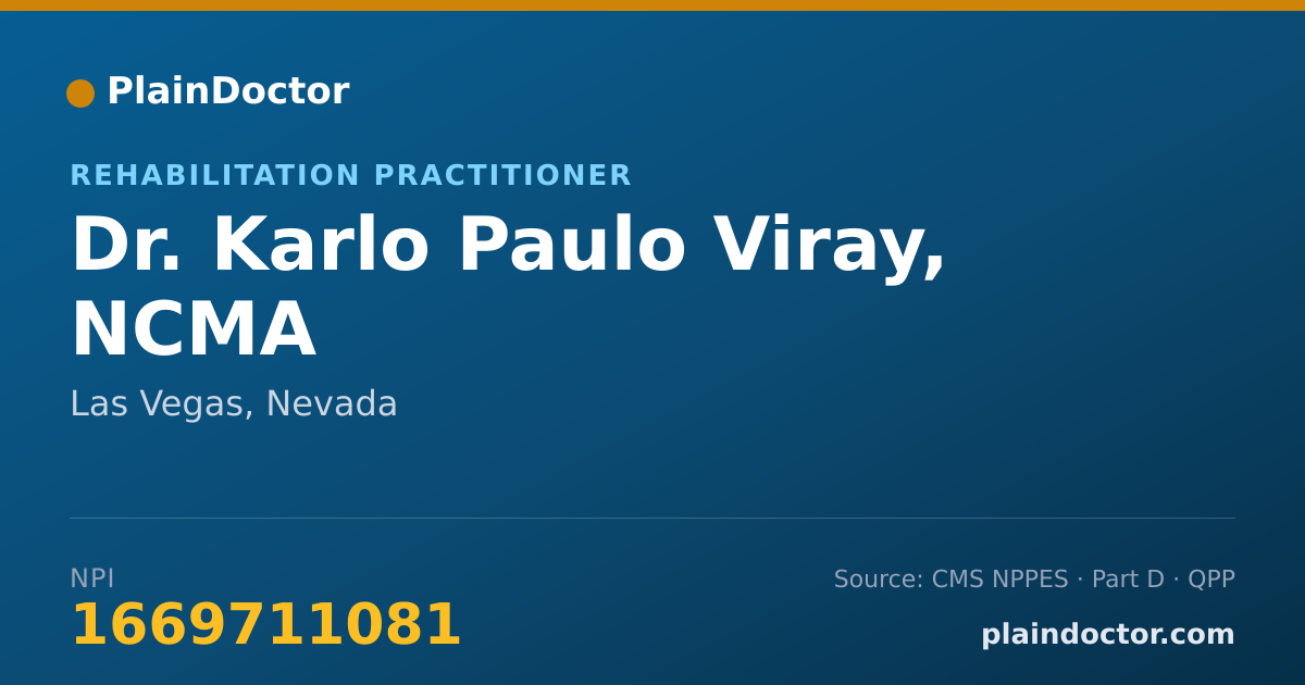 Shareable card for Karlo Paulo Viray, NCMA - Rehabilitation Practitioner, Las Vegas, NV