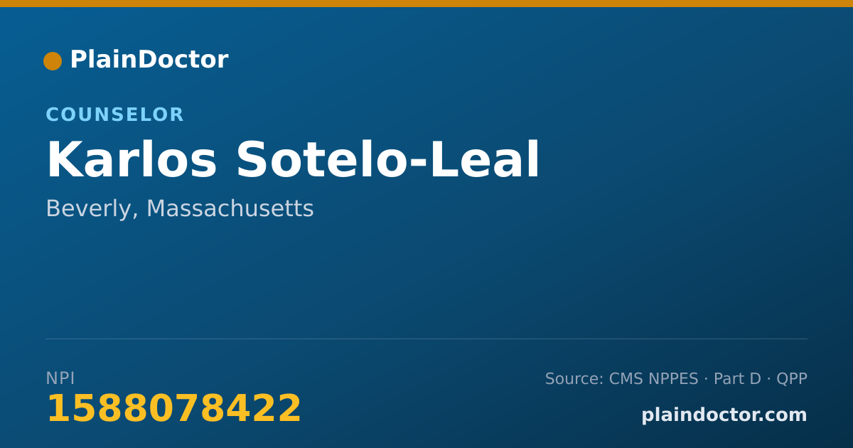 Shareable card for Karlos Sotelo-Leal - Counselor, Beverly, MA