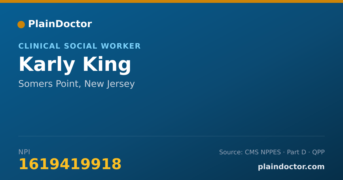 Shareable card for Karly King - Clinical Social Worker, Somers Point, NJ