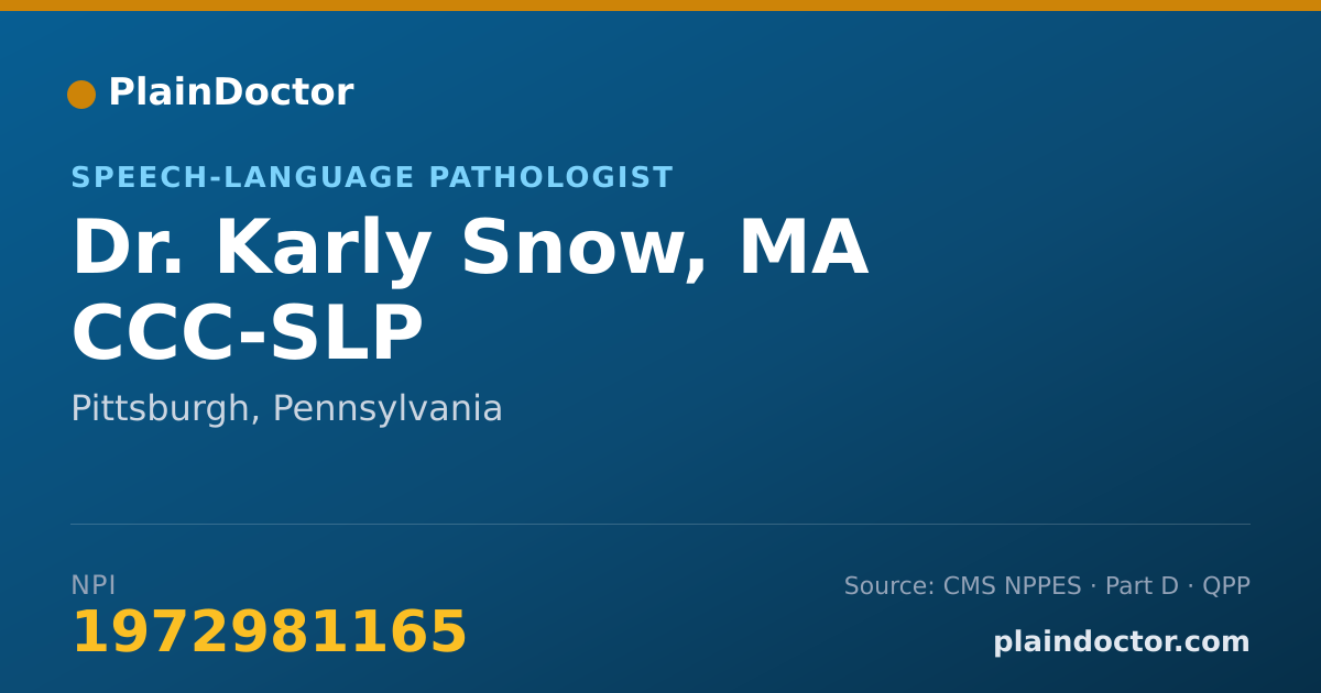 Shareable card for Karly Snow, MA CCC-SLP - Speech-Language Pathologist, Pittsburgh, PA