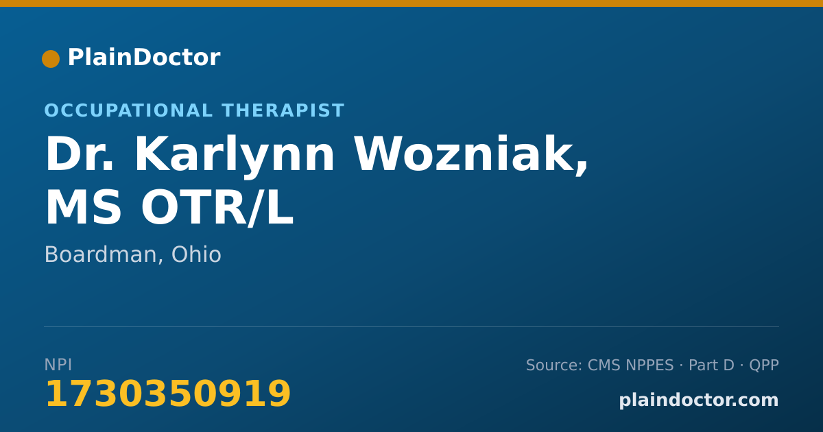 Shareable card for Karlynn Wozniak, MS OTR/L - Occupational Therapist, Boardman, OH