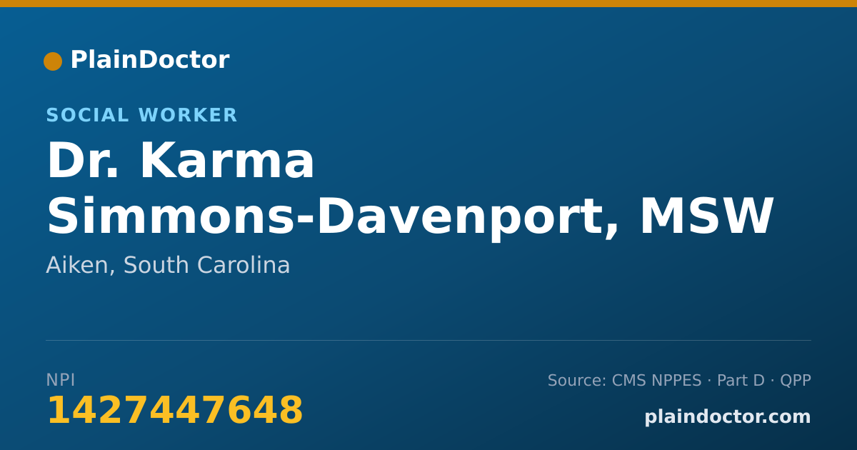 Shareable card for Karma Simmons-Davenport, MSW - Social Worker, Aiken, SC