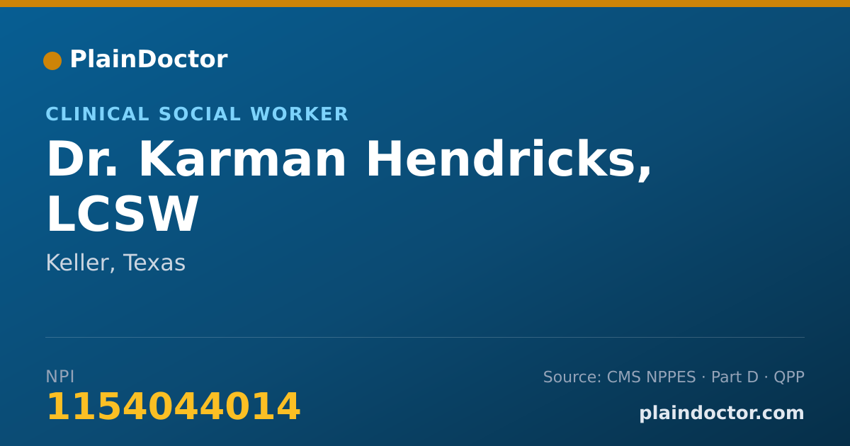 Shareable card for Karman Hendricks, LCSW - Clinical Social Worker, Keller, TX