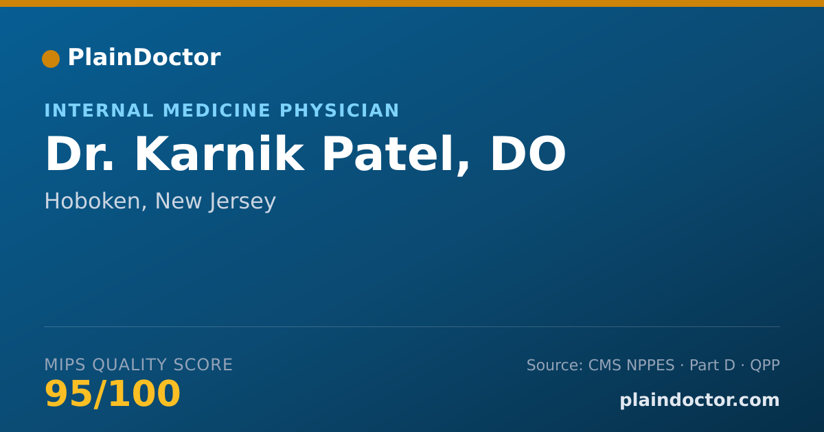 Shareable card for Karnik Patel, DO - Internal Medicine Physician, Hoboken, NJ