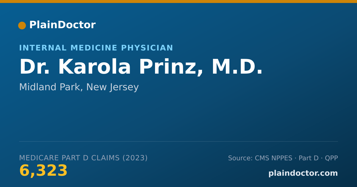Shareable card for Karola Prinz, M.D. - Internal Medicine Physician, Midland Park, NJ