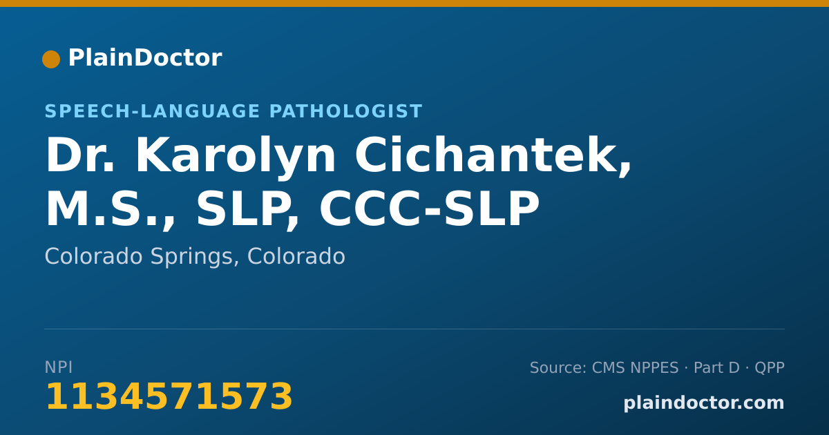 Shareable card for Karolyn Cichantek, M.S., SLP, CCC-SLP - Speech-Language Pathologist, Colorado Springs, CO