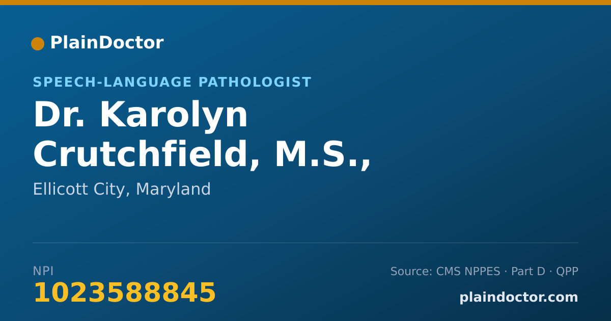 Shareable card for Karolyn Crutchfield, M.S., CCC-SLP - Speech-Language Pathologist, Ellicott City, MD