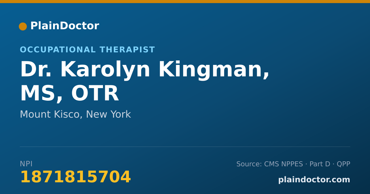 Shareable card for Karolyn Kingman, MS, OTR - Occupational Therapist, Mount Kisco, NY