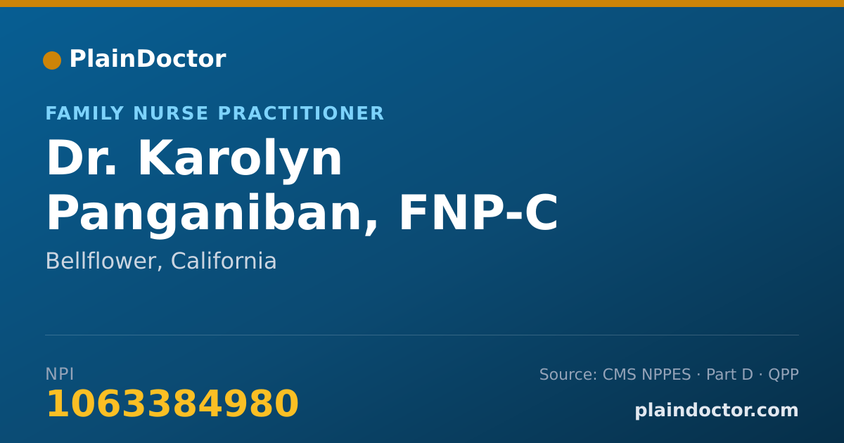 Shareable card for Karolyn Panganiban, FNP-C - Family Nurse Practitioner, Bellflower, CA