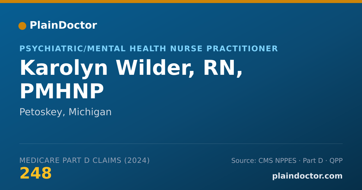 Shareable card for Karolyn Wilder, RN, PMHNP - Psychiatric/Mental Health Nurse Practitioner, Petoskey, MI