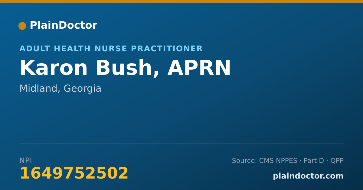 Shareable card for Karon Bush, APRN - Adult Health Nurse Practitioner, Midland, GA