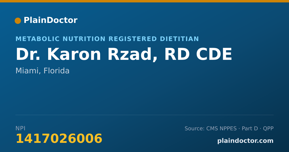 Shareable card for Karon Rzad, RD CDE - Metabolic Nutrition Registered Dietitian, Miami, FL