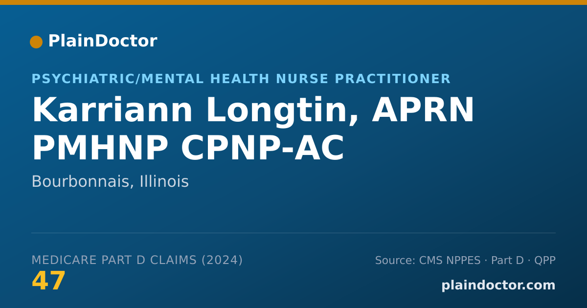 Shareable card for Karriann Longtin, APRN PMHNP CPNP-AC - Psychiatric/Mental Health Nurse Practitioner, Bourbonnais, IL