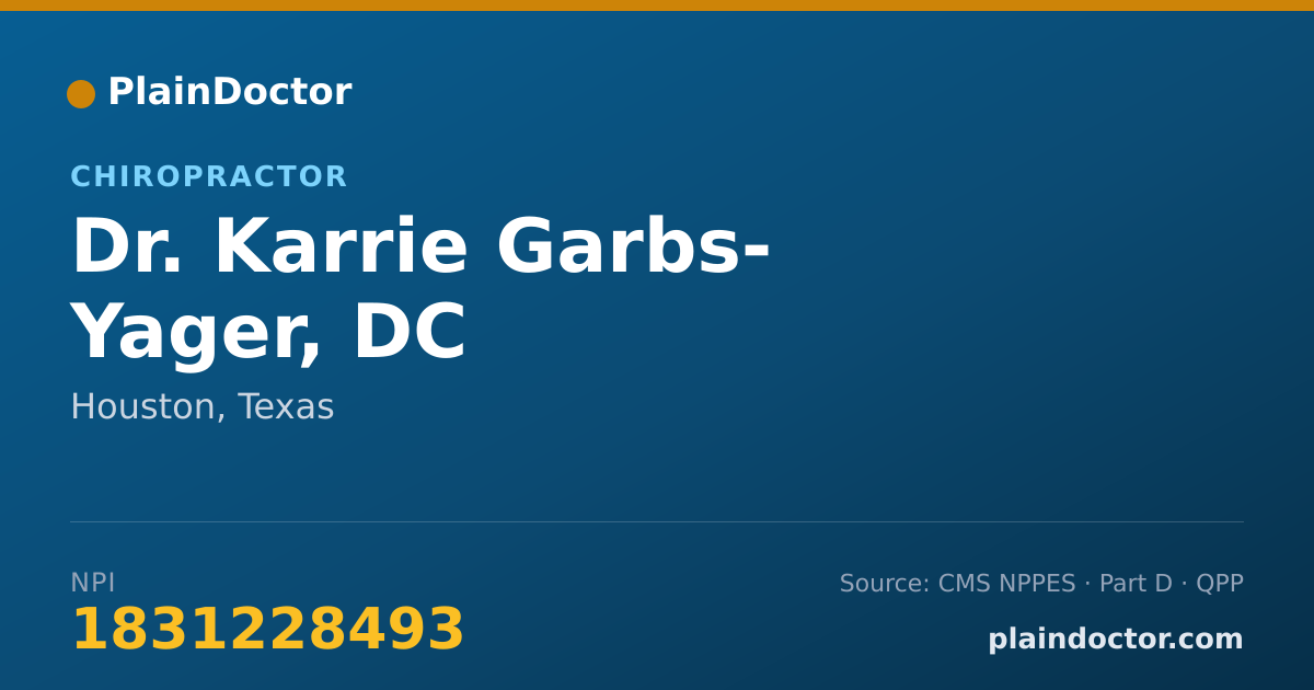 Shareable card for Karrie Garbs- Yager, DC - Chiropractor, Houston, TX