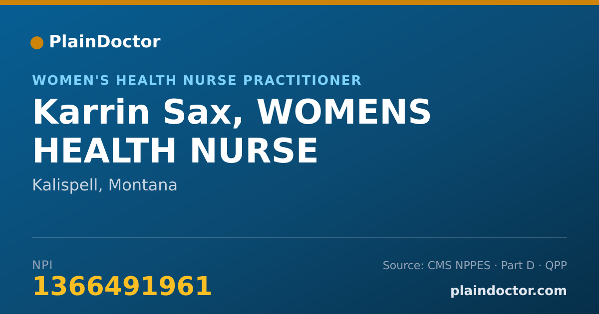 Shareable card for Karrin Sax, WOMENS HEALTH NURSE - Women's Health Nurse Practitioner, Kalispell, MT