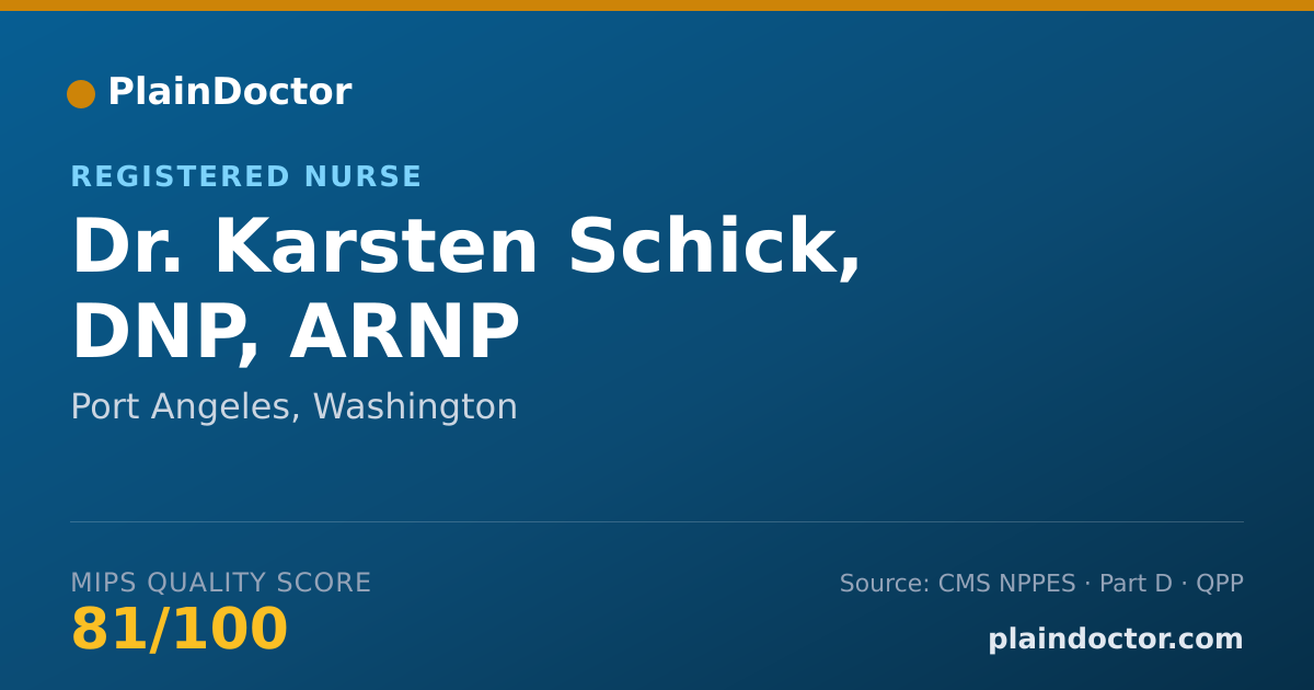 Shareable card for Karsten Schick, DNP, ARNP - Registered Nurse, Port Angeles, WA